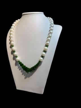Ngọc trai Edison phối với ngọc bích Nephrite Canada