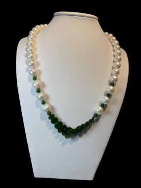 Ngọc trai Edison phối với ngọc bích Nephrite Canada