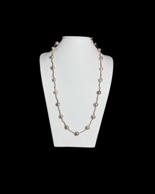 Sale dây chuyền ngọc trai nhăn đa sắc