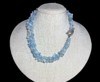Bộ vòng cổ và lắc tay đá Aquamarine