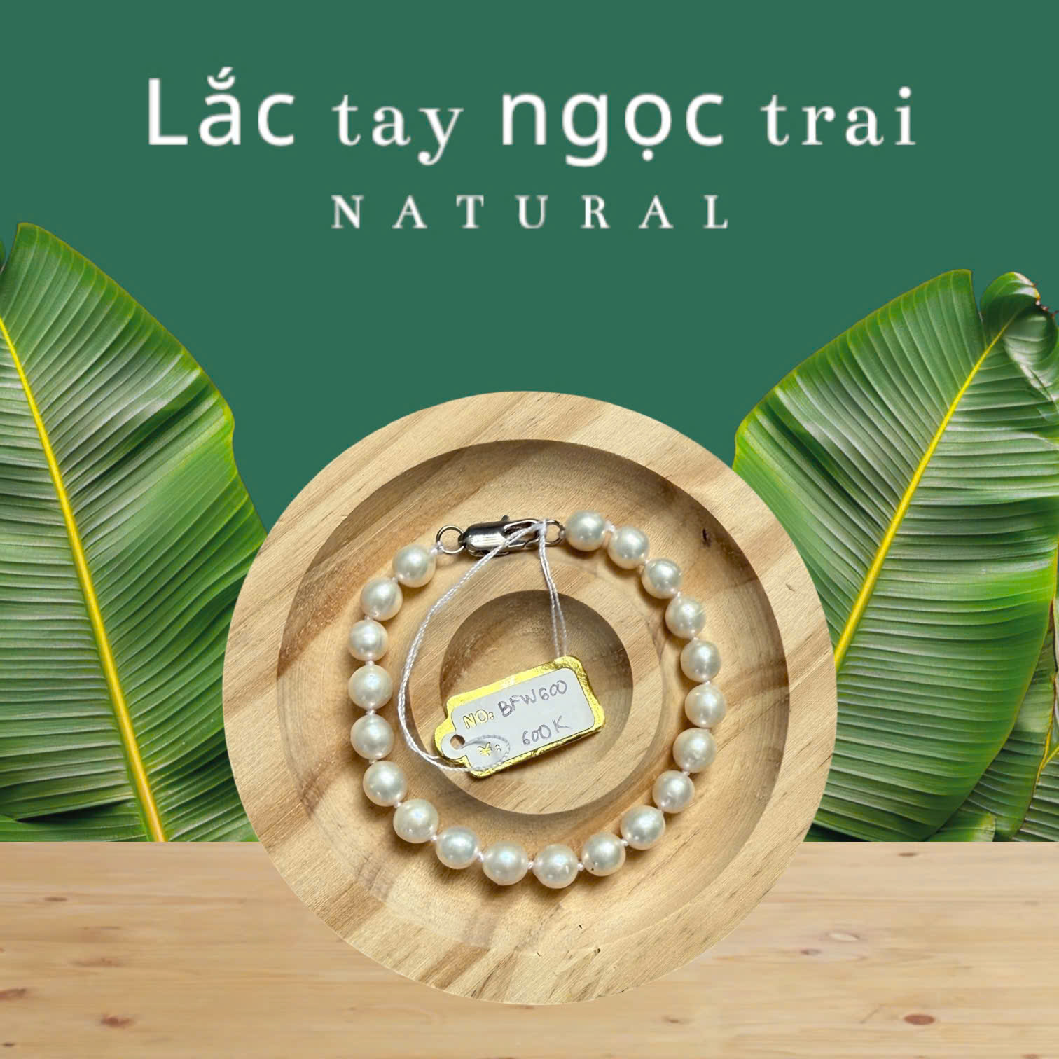 Sale: Lắc ngọc trai dạng sần trắng kem