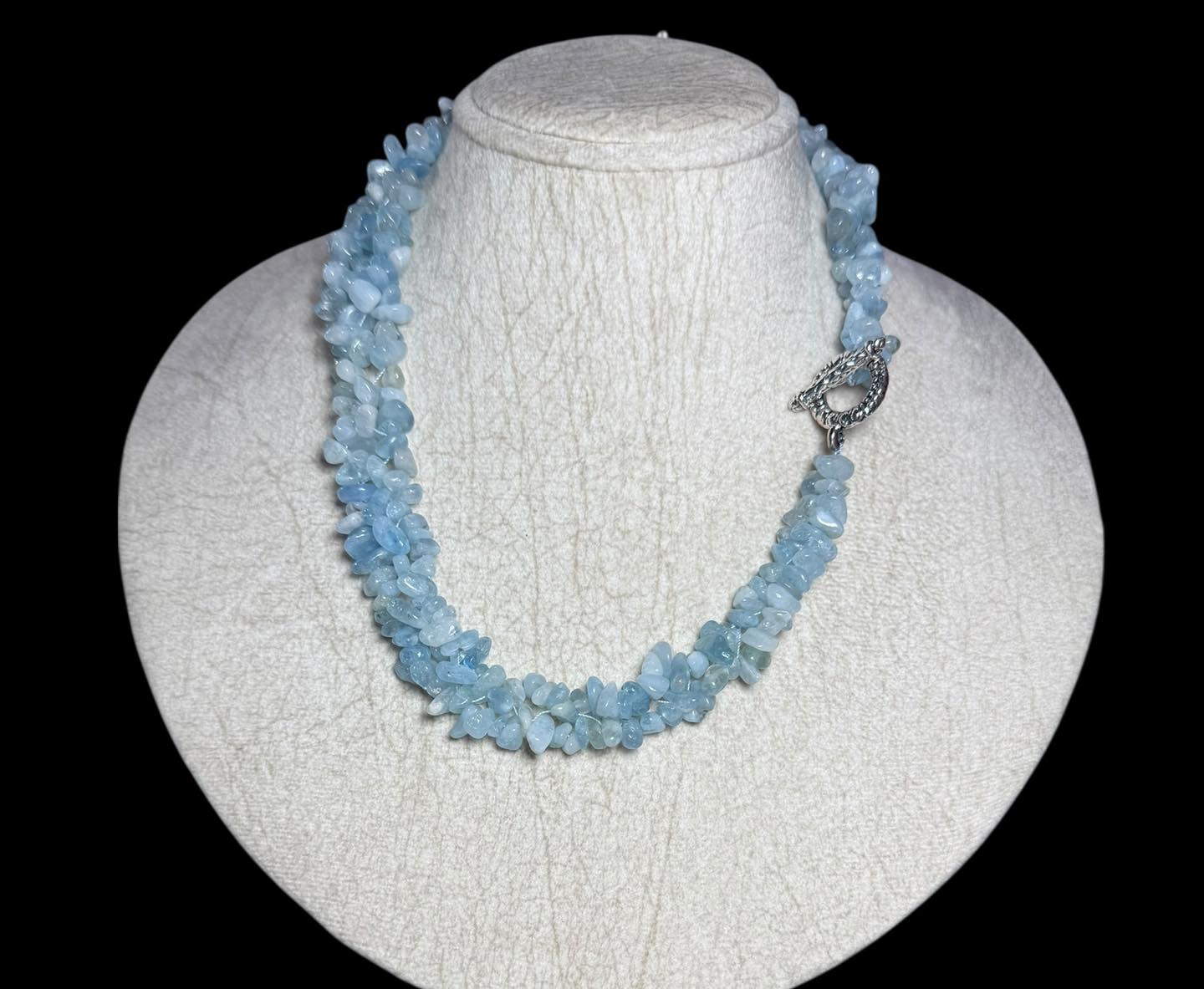 Bộ vòng cổ và lắc tay đá Aquamarine