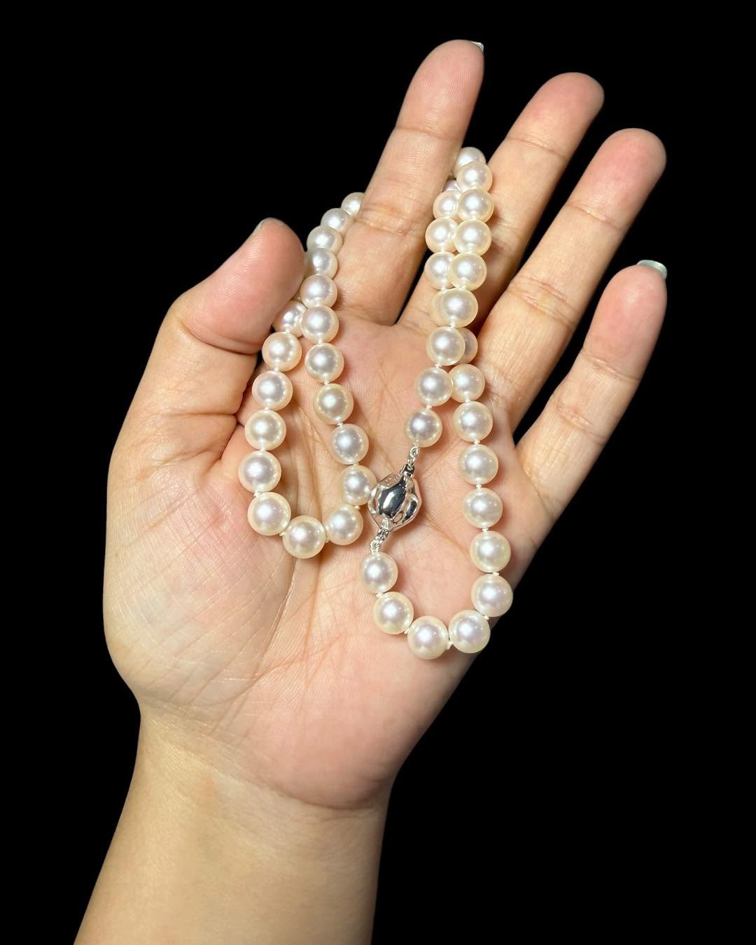 Biểu Tượng Của Đẳng Cấp Thượng Lưu – Chuỗi Ngọc Trai Akoya Trắng Hồng Hoàn Hảo
